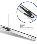 Close-up of 10 Pairs of 22 Inch Hardware 3-Section Full Extension Ball Bearing Side Mount Drawer Slides, 100 LB Capacity, showing buckle feature.