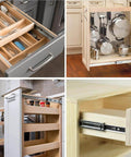 Soft Close Drawer Slides 22 Inch Side Mount Heavy Duty Cabinet Drawer Glides 10 Pairs - Ball Bearing Full Extension Kitchen Cabinet Rails 100 LB Capacity installed in various kitchen drawers and cabinets