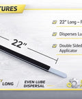 Image showing the 22-inch double-sided foam applicator wand for the Complete Treadmill Maintenance Kit With 5 Applications Of One Hundred Percent Silicone Belt Lubricant And Extra Wide TruLube Applicator Wand With Easy Directions For Quick Mess Free Belt Lubrication.