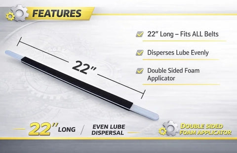 Image showing the 22-inch double-sided foam applicator wand for the Complete Treadmill Maintenance Kit With 5 Applications Of One Hundred Percent Silicone Belt Lubricant And Extra Wide TruLube Applicator Wand With Easy Directions For Quick Mess Free Belt Lubrication.