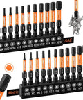 22 Piece Magnetic Hex Bit Set 2 Inch Long SAE and Metric Hex Bits Quick Release for Home Repairs and Auto Projects laid out with screws