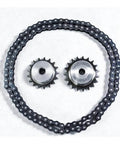 06B Industrial Motor Roller Conveyor Transmission Chain Sprocket Gear 22 Teeth Sprocket Carbon Steel High Strength Bearing Capacity Durable Long Service Life For Industrial Machinery with chain on white background.