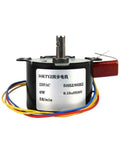 Front view of 220V AC Synchronous Gear Motor 50KTYZ 50-KTYZ 6-10W Permanent Magnet Synchronous Gear Motor with colored wires.