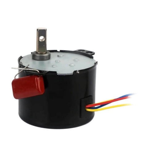 Side view of a 220V AC Synchronous Gear Motor 50KTYZ 50-KTYZ 6-10W Permanent Magnet Synchronous Gear Motor, 38x50mm.