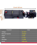 Top view of 220V 60Hz Heavy Duty Hydraulic Power Unit with 14L plastic reservoir and manual button control for auto lifts.