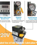 220V Automatic Lubricating Oil Pump with digital display and pressure gauge for lathe, milling, drilling, and punching equipment.
