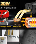 Beefed Up 220W Plastic Welder 2 In 1 Repair Kit with Hot Stapler Soldering Gun and 100 Pcs Welding Rods for Car Bumpers and Most Plastics