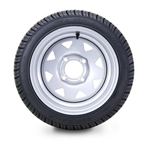 225/35-12 Golf Cart Tire and Wheel Assembly Set of 2 with Silver Wheel, 4 Lugs on 4 inch PCD, ET-25.4 offset, tire front view