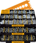 2251 Piece Hardware Assortment Kit with Screws Nuts Bolts and Washers Featuring 3 Stackable Trays with fasteners and measurement gauge