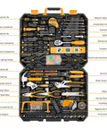 228 Piece Socket Wrench Auto Repair Tool Set With Plastic Toolbox Storage Case All In One Durable High Quality Hand Tools For DIY Home Projects And Auto Maintenance shown open
