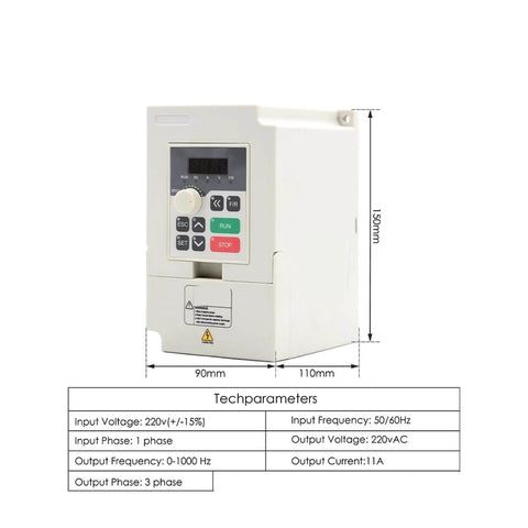 VFD inverter dimensions for Air Cooled Spindle Motor 2.2KW ER20 With VFD Inverter 110V Aluminum Housing 4 Bearings Steel Ball Bearing