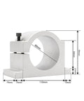 Mounting bracket with dimensions for Air Cooled Spindle Motor 2.2KW ER20 With VFD Inverter 110V, aluminum housing.