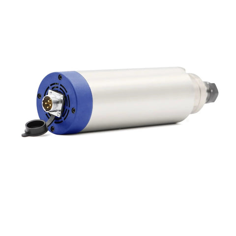 Beefy 2.2KW ER20 Air Cooled Spindle Motor For Engraving And Milling, 80mm view, 110V with blue end cap, ceramic bearings