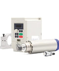 Beefy 2.2KW CNC Air Cooled Spindle Motor With ER20 Collet shown with VFD inverter and mounting bracket