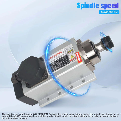 Beefy 2.2KW Air Cooled Spindle Motor 220V ER20 With Nut And Collet Included High Speed 0 to 24000RPM CNC