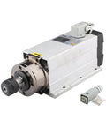 2.2KW ER20 Spindle Motor for CNC Router Square Air Cooled with Flange 220V 380V high torque, heavy duty, four bearings