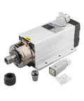 2.2KW ER20 spindle motor for CNC router, square air cooled with flange, 220/380V, high torque, includes bearings and components