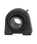 Front view of 1-7/16 in tapped pillow block bearing, nickel-plated cast iron housing, zinc-plated insert with set screw, ball bearing