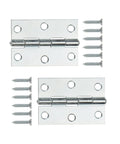 2-1/2 Inch Utility Hinge Zinc Plated Steel 2 Pack Square Corner Non Removable Pin with Screws for Cabinets Doors and Chests
