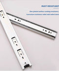 Close-up of zinc-plated 22-Inch Heavy Duty Full Extension Drawer Slides, Ball Bearing Soft Closing Drawer Rails Runners 6Pair (12 Pieces).