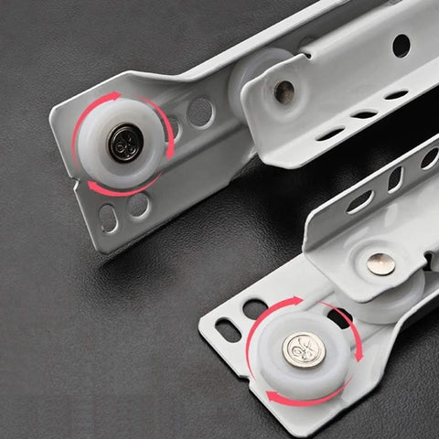Close-up of two 22 Inch Euro Cabinet Slides Pack Of 2 For Face Frame And Frameless Cabinets With 75lbs Capacity Cold Rolled Steel