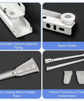 Close-up of 22 Inch Euro Drawer Slides Pack of 8 for Face Frame and Frameless Cabinets, showing nylon pulley and cold rolled steel.