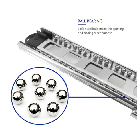 Close-up of ball bearing in 10 Pairs of 22 Inch Hardware 3-Section Full Extension Ball Bearing Side Mount Drawer Slides,100 LB Capacity Drawer Slide
