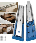 Soft Close Heavy Duty Drawer Slides 22 Inch, 10 Pairs 100lb Load Capacity, ball bearing, side mount rails, installed in drawers.