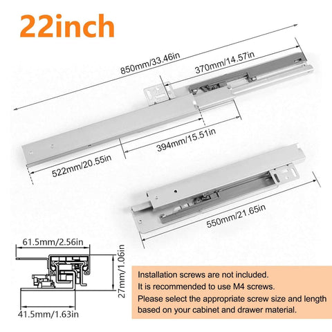 22 inch undermount shelf drawer slide with soft close full extension bottom support under mount pull out drawer track for kitchen cabinets