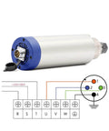 Beefy 2.2kW Air Cooled ER20 Spindle With 4 Bearings, 220V, 24000 RPM, shown with wiring diagram for CNC routers and milling machines.