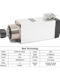 Beefed Up 2.2kW ER25 Air Cooled Spindle with 18000 RPM, Ceramic Ball Bearings, 16mm Shaft, HY 2.2kW Frequency Drive, CNC Machines.