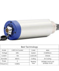 Beefy 2.2KW Air Cooled ER20 Spindle With Four Bearings, 220V, 24000 RPM, aluminum body with specifications chart for CNC projects.