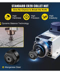 Beefy 2.2KW CNC Air Cooled Spindle Motor With ER20 Collet Four Bearings 24000Rpm High Speed Low Noise Cooling for CNC Machine