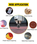 Beefy 2.2KW CNC Air Cooled Spindle Motor With ER20 Collet Four Bearings 24000Rpm displaying wide application areas like carving and engraving.