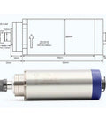 Beefed-Up 2.2kW Air Cooled CNC Spindle 24,000 RPM 80mm Shaft With Ceramic Ball Bearings And Frequency Drive 380V diagram and spindle