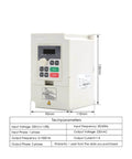 3 Phase Inverter VFD for 2.2 kW CNC Air Cooled Spindle Motor With ER20 Bearings, 90x110x150mm, voltage and frequency specifications visible