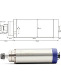 2.2 kW CNC Air Cooled Spindle Motor with ER20 Bearings front view, featuring 80mm clamp bracket and variable speed control for precise machining