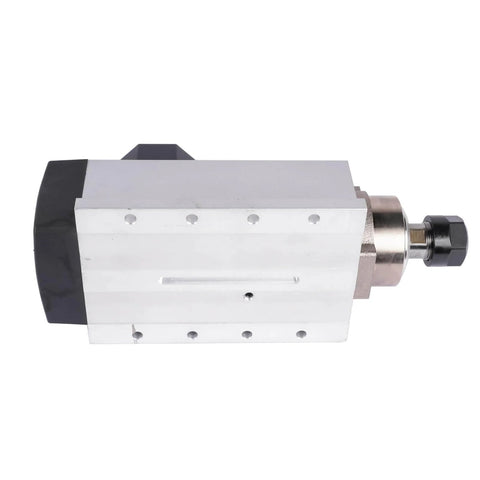 2 Point 2KW Air Cooled Square CNC Spindle Motor 220V 24000RPM ER20 Beefed Up Pro Grade Collet High Speed Spindle Side View