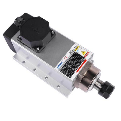 2 Point 2KW Air Cooled Square CNC Spindle Motor 220V 24000RPM ER20 Beefed Up Pro Grade Collet High Speed Milling Engraving Spindle With Four Bearings 400Hz For Precision Machining