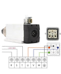 Powerful 2.2kW ER25 CNC Spindle Motor With Flange, 220V Air Cooled Ceramic Ball Bearings, side view with wiring diagram