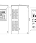 Technical drawing of a VFD inverter included with 220V 2.2kW ER25 Woodworking Spindle Air Cooled With Ceramic Ball Bearings.