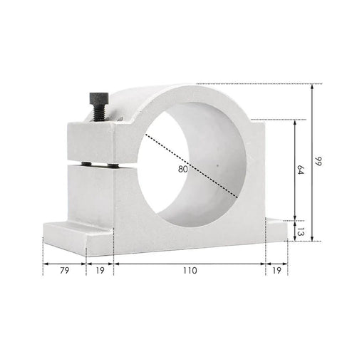 80mm spindle bracket for 2.2KW Air Cooled ER20 Spindle Motor Kit with 0.01mm precision and ceramic ball bearings for CNC machines.