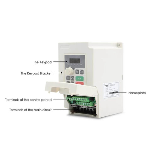 220V AC inverter for 2.2KW Air Cooled ER20 Spindle Motor Kit with control panel and nameplate visible