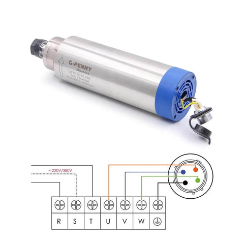2.2KW Air Cooled ER20 Spindle Motor Kit 0.01mm Precision 24,000 RPM 220V AC Inverter Ready With VFD Ceramic Ball Bearings