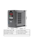 Air Cooled 2.2kW ER25 Spindle With Ceramic Ball Bearings control panel, dual voltage 220V, 380V frequency drive shown with dimensions