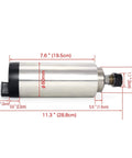 Side view of Beefy 2.2kW ER20 Spindle Motor Water Cooled CNC Spindle 220V Runout 0.01mm with measurements shown