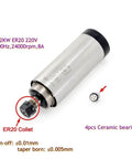 Beefy 2.2kW ER20 Spindle Motor Water Cooled CNC Spindle 220V Runout 0.01mm shown with ER20 collet and ceramic bearings