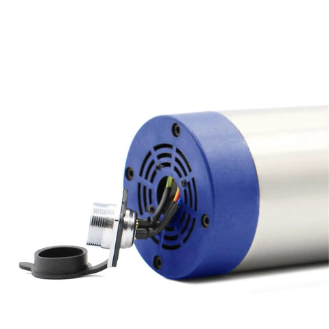 2.2KW ER20 Air Cooled Spindle Motor For CNC Engraving And Milling, 80mm body, blue end cap with power connection