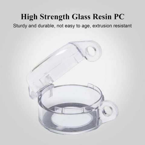 Clear 22mm Transparent Plastic Push Button Switch Protector Cover Shield For Round Button Switches, shown open, made of glass resin PC.