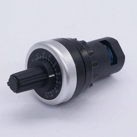 LA42DWQ22 22Mm Rotary Potentiometer 5K Ohm Governor for Inverter, black and silver design with adjustable knob, three terminals visible